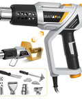 Pro Grade 2 In 1 Heat Gun With Rotatable Handle And Stand, 1500W Fast Heating Hot Air Tool showing attachments and handle