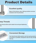 Heavy Duty 1/4-20 Hex Head Bolts Kit With Nuts Flat Washers And Spring Lock Washers Fully Threaded Stainless Steel 304 Bright Finish
