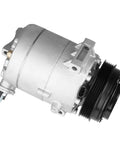 Premium Road Ready AC Compressor With Clutch Straight Bolt On Fit For Chevy Malibu Cobalt Hhr Cavalier Sunfire G6 Pursuit 2003 Through 2012 2.0l 2.2l 2.4l Motors side view showing aluminum build and 105mm pulley.