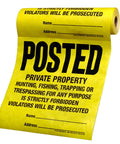 Posted Private Property Tyvek Sign Roll 11 By 11 Yellow 100 Signs Per Roll Weatherproof Tear Resistant Property Notice Signs For Yard Gate Driveway Durable Made In USA visible