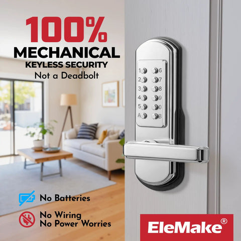 Keypad Door Lock With Keyless Entry Mechanical Combination Code Lock With Lever Handle Right Handed Stainless Steel 304 Door Lock Not A Deadbolt Easy Install Durable Security For Residential Doors installed on white interior door