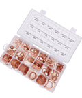 Copper Crush Washer Kit With 350 Pieces 18 Sizes Your Go To Auto And Marine Copper Gasket Set For Oil Drain Plugs Replacement Washers For Repairs And Maintenance Assortment. Assorted copper washers in labeled storage case, 18 sizes