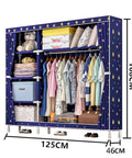 Large Capacity Portable Wardrobe Closet With Washable Oxford Fabric Cover And Heavy Duty Hanging Rods For Real Clothing Storage, 125x46x168cm.