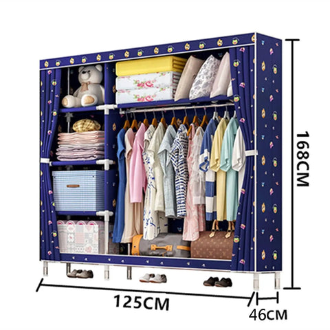 Large Capacity Portable Wardrobe Closet With Washable Oxford Fabric Cover And Heavy Duty Hanging Rods For Real Clothing Storage, 125x46x168cm.
