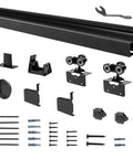 Interior Box Rail Sliding Door Hardware Kit With Wall Mount Aluminum Alloy Track For Wood Doors Up To One And Three Eighths Inches Thick