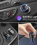 Kickass 65 Watt Type C Car Charger With Pd And Quick Charge Tech dual USB A and C ports illuminated in car console.