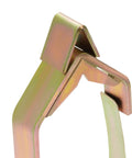 Close-up of zinc-plated steel frame from Universal Five Pack Cable Rollers 3 Inch Diameter Outdoor Aerial Lineman Tools