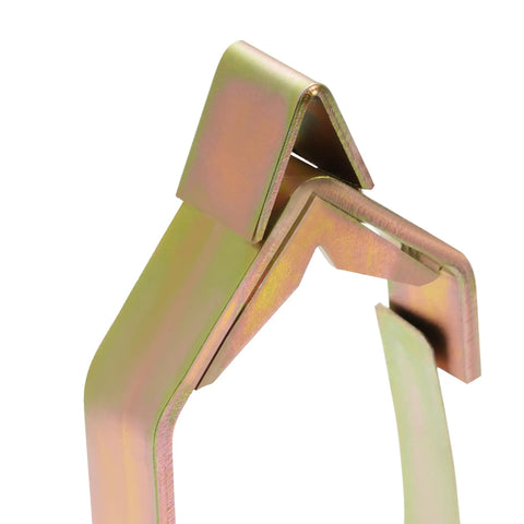 Close-up of zinc-plated steel frame from Universal Five Pack Cable Rollers 3 Inch Diameter Outdoor Aerial Lineman Tools