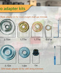 Two adapter kits for Beefed Up Brush Cutter Blades Set for Trimmers with various size blades and screwdriver.