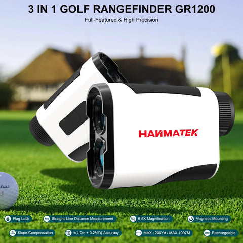 High Precision Golf Rangefinder With Slope, Flag Lock, And Vibe Feedback, 6.5X Magnification, 1200 Yard Range, Rechargeable Battery