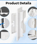 Close-up of 12 Pack White Plastic 4x4 Access Panels for Drywall Ceilings with a Nifty Hidden Hinge Mechanism showing details.