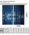 Front view of New York Night City Skyline 3D Neon Curtains Set For Bedrooms And Living Rooms, two panels, blackout window drapes