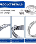 Product details of Must-Have Heavy Duty Stainless Steel Hose Clamp Kit With 165-Piece Assortment, 7 Adjustable Sizes, buckle design, hex head.