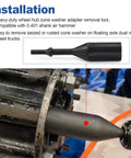 Heavy Duty Truck Wheel Hub Cone Washer Removal Tool For Floating Axle Dual Rear Wheels DRW With 0.401 Air Hammer Shank