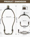 Product dimensions of Top Shelf Seven Inch Antique Bronze Lamp Harp Set with measurements for easy reference.