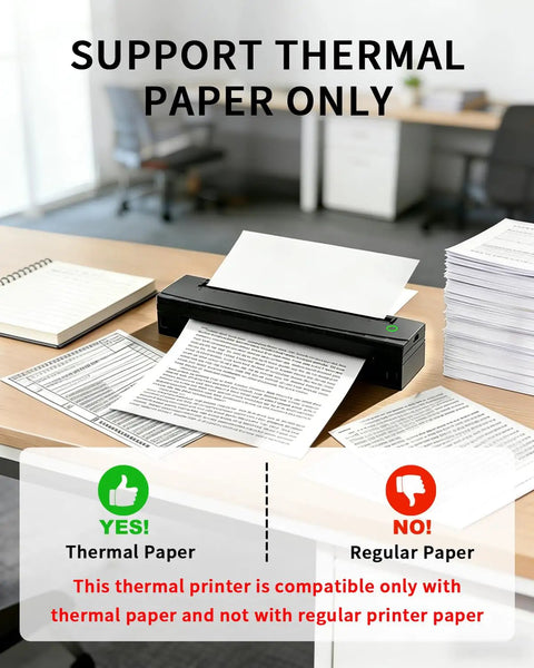 Portable Thermal Printer D80 Wireless For Travel And On The Go Inkless Printer That Really Works With iOS Android And Laptop on desk