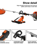 Beast Mode Gas Powered 6 In 1 Weed Eater Yard Tool with 52cc 2 Stroke Engine, includes details of trimmer components