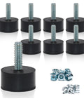 1/4-20 Rubber Adjustable Furniture Levelers, Eight Pack Leveling Feet Screws for Threaded Furniture Legs, Screw On Glide