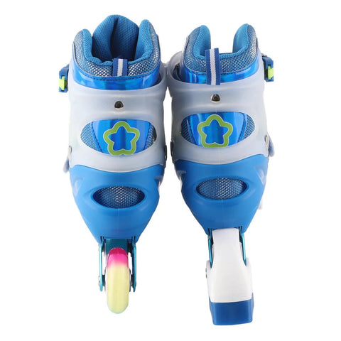 Adjustable Inline Skates For Kids Blue Breathable Comfort Fit With Light Up Wheels Outdoor Roller Blades For Girls And Boys