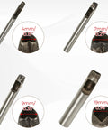 Heart Shape Hollow Punch Set 4 Piece Pro Grade For Leather Craft Tools 4mm 7mm 9mm 19mm Hole Punches displayed with sizes.