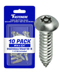 Close-up of Tamper Resistant Torx Security Screws For Sheet Metal, Button Head Stainless Steel, size 14 x 3/4 inch, 10 pack