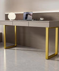 Heavy Duty Industrial Pipe Table Legs Set of Two Tough As Nails Steel Desk Bases for DIY Project Builds and Workbenches with Clean White Coating that Goes Hard Every Day featuring modern gold frame.