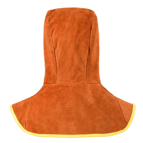Leather Welding Hood With Neck Drape And Full Head Coverage, Heavy Duty Cowhide Protector For Men And Women, Brown.