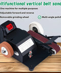 Top Shelf Compact 90 Degree Vertical Belt Sander With Electric Knife Sharpener Bench Grinder Kit for Wood and Metal Polishing.