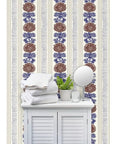 Rustic Stripes Wallpaper With Matte Linen Texture And Pvc Free Finish Heavy Duty Commercial Grade Wallcovering in bathroom setting.