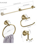 Brass Bathroom Accessories Set With Adjustable Towel Bar From 16.53 To 28.42 Inches Vintage Brushed Brass Wall Mounted