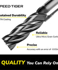 Speed Tiger 1/4 in carbide square end mill, 4-flute, AlTiN-coated milling bit