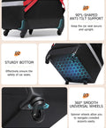 MCBD padded black car seat travel bag with wheels; airline booster-seat carrier with reflective strips and 360° wheels