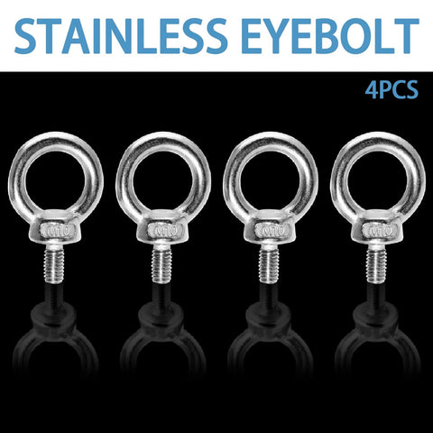 Four Pack M10 Eye Bolts Stainless Steel 304 Rustproof Lifting Eyebolt Ring With Shoulder front view