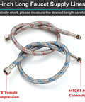 Hassle Free 24 Inch Braided Sink Hose And Faucet Supply Lines With 3/8 Female To M10 Male Connectors, stainless steel, flexible design.