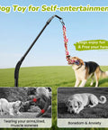 Dog playing with 360 Degree Rotation Tether Dog Rope Toy Set For Solo Yard Park Play in a grassy field.