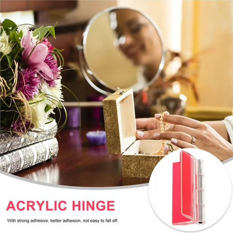 Hands using 5 Pack Self Adhesive Piano Hinges For Clear Acrylic Flush Mount Cabinet Doors And Glass Projects Easy Tool Free Installation