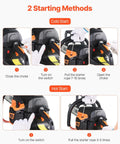 Instructional image showing cold and hot start methods for Heavy Duty Gas Chainsaw With 20 Inch Bar And 62cc Two Stroke Engine.