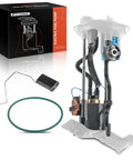 Electric Fuel Pump Assembly with Sending Unit for Ford Expedition & Lincoln Navigator 2007-2008 V8 5.4L 131 Inch Wheelbase Replacement EB494M displayed with packaging and components.