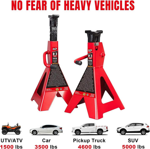 Rugged Steel Jack Stands Pair Offering 3 Ton 6000 Pounds Capacity Ideal For Garage Auto Repair And Vehicle Maintenance Extended Lift Range Provides Rock Solid Support For Your Daily Driver No Sweat Setups