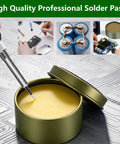 Lead Free Solder Paste Flux For Electronics Repair And PCB Bonding, Smooth Application, tin packaging, soldering iron in use