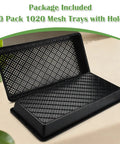 10 Pack 1020 Mesh Trays With Holes Heavy Duty Mesh Bottom Flats 20 By 10 Inches for microgreens seed starting and hydroponics