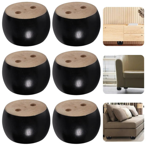 Solid Wood Furniture Legs Replacement 6 Piece Bun Style Couch Feet for Sofa and Coffee Table Stable and Sturdy Easy Install DIY