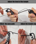All In One Eyeglasses Repair Kit For Quick Adjustments And Tightening Frames With A Handy Screwdriver Includes Temple Bending Nose Pad Contouring And Replaces Multiple Tools At Home in use for adjusting eyeglass frames.