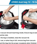 VF3502 Shop Vac Bags For Ridgid 12 To 16 Gallon Wet Dry Vacuums showing installation process inside vacuum canister.