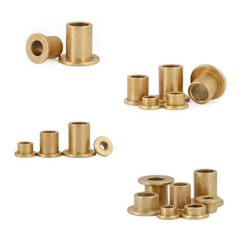 Shop Staple Flanged Sleeve Bearing Assortment Kit 15 Pcs Self Lubricating Bronze Bushings 10 Mm Inner Diameter showing various bronze bushings.