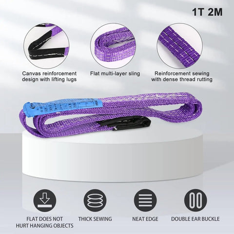 Beefy Heavy Duty Polyester Lifting Net With Four Slings For Outdoor Cargo Hoisting And Material Handling purple sling display
