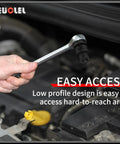 11 Piece Three Eighths Inch Drive Impact Socket Set with SAE Pipe Plug Sockets used under car hood for easy access