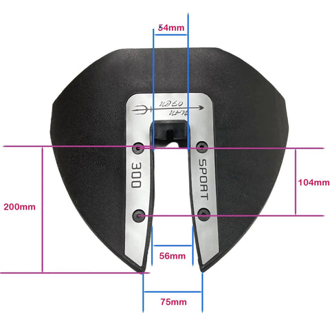 Outboard And Stern Drive Hydrofoil Stabilizer For 40 To 350 HP Boats, Sport 300 And Whale Tail Compatible, top view with dimensions