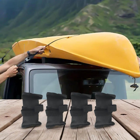Yall Will Love This Roof Mount Anchor Kit For Cars With Quick Fix Ropes And EVA Foam Pad For Kayaks Canoes And Surfboards Oxford Cloth Tie Down Straps Set Four Pack No Drilling No Hassle Easy Install On Any Car with four anchors