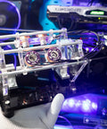 Transparent Solenoid Electromagnetic Engine DIY Multi Level Coil Kit with wires and LED lights on a black base for lab use.